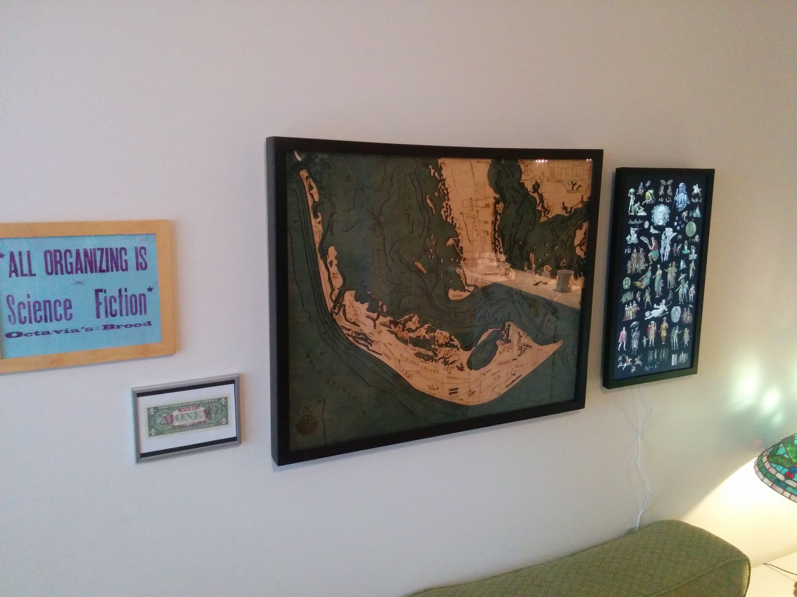 picture of EO1 in our living room next to framed art